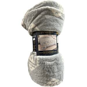 Pendleton Faux Fur Luxe Blanket QUEEN 98" x 92" Cross Roads